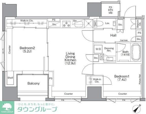ザ・パークハビオSOHO横浜関内の物件間取画像